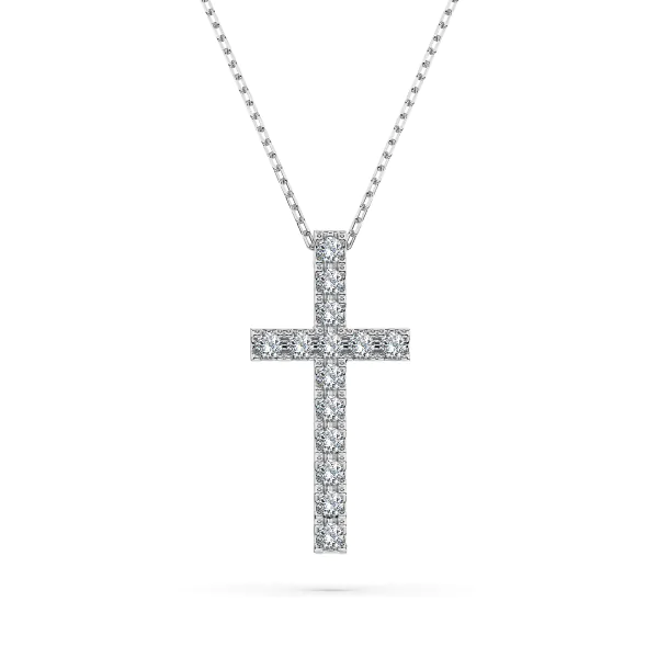 0,2 Karat Diamant Anhänger Kreuz Weißgold 585 (14K) mit Goldkette für Damen