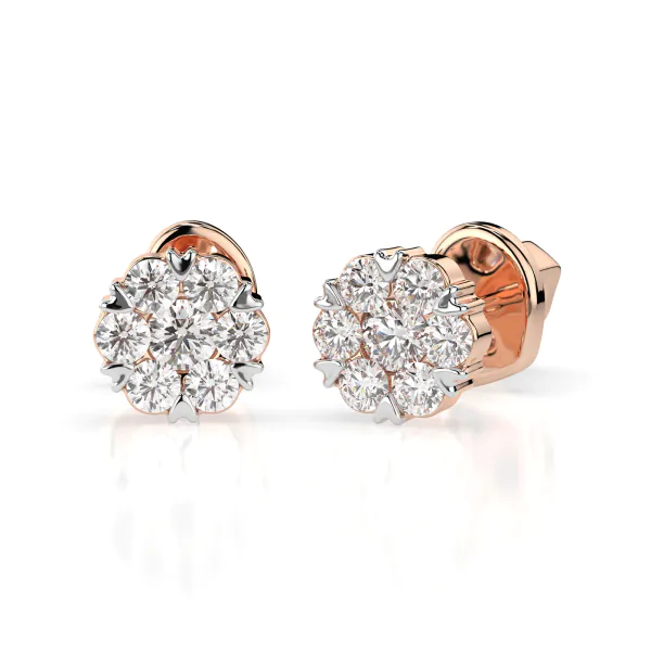 0,18 Karat Diamant Ohrstecker mit 14 echten Diamanten, Rotgold 585 / 14K