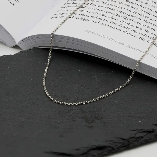 Goldkette als Ankerkette diamantiert in Weißgold 750 / 18K, 60 cm lang, 1,7 mm breit, Gewicht ca. 6.9 g.