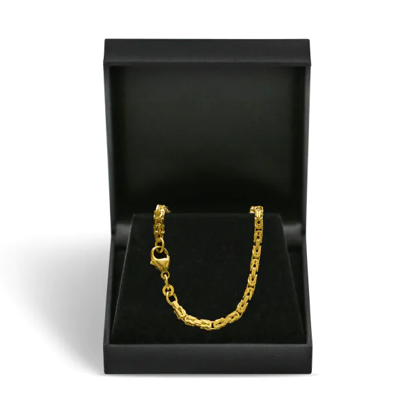 Armband als Königskette in Gelbgold 585 / 14K, 21 cm lang, 3 mm breit, Gewicht ca. 12.5 g.