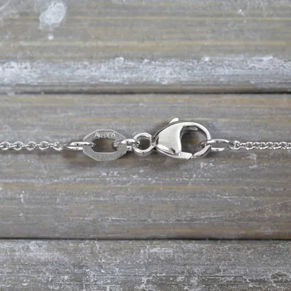 Goldkette als Ankerkette rund Weißgold 375 / 9K, 42 cm lang, 1,1 mm breit, Gewicht ca. 1.9 g.