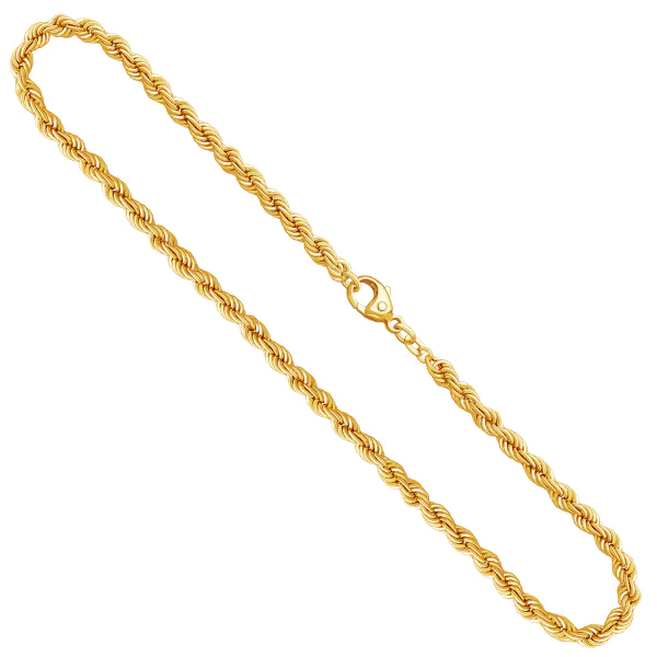 Goldkette als Kordelkette hohl in Gelbgold 333 / 8K, 50 cm lang, 4,4 mm breit, Gewicht ca. 11 g.