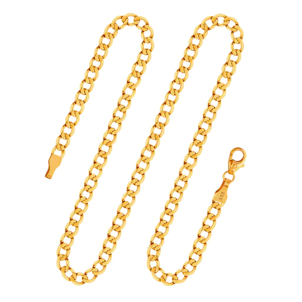 Goldkette als Panzerkette weit in Gelbgold 585 / 14K, 38 cm lang, 3,9 mm breit, Gewicht ca. 7.2 g.
