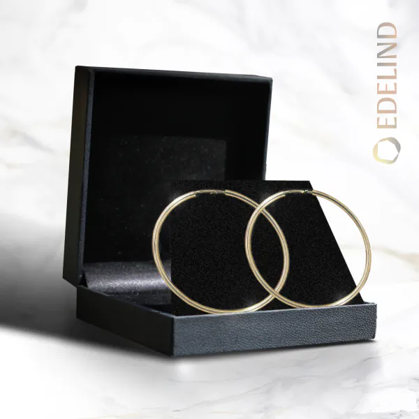 EDELIND Ohrringe, Creolen, Gelbgold 333 / 8K, Außendurchmesser 50 mm, Breite 2 mm, Gewicht ca. 1.7 g