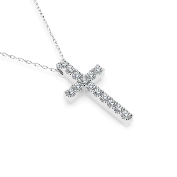 0,2 Karat Diamant Anhänger Kreuz Weißgold 585 (14K) mit Goldkette für Damen