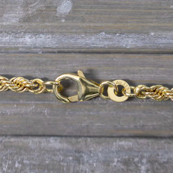 Goldkette als Kordelkette hohl in Gelbgold 333 / 8K, 50 cm lang, 3,3 mm breit, Gewicht ca. 6.8 g.