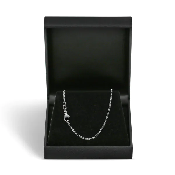 Goldkette als Ankerkette diamantiert in Weißgold 750 / 18K, 60 cm lang, 1,7 mm breit, Gewicht ca. 6.9 g.