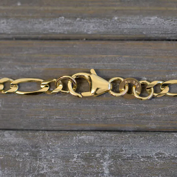 Goldkette als Figarokette in Gelbgold 333 / 8K, 60 cm lang, 3,1 mm breit, Gewicht ca. 6.9 g.
