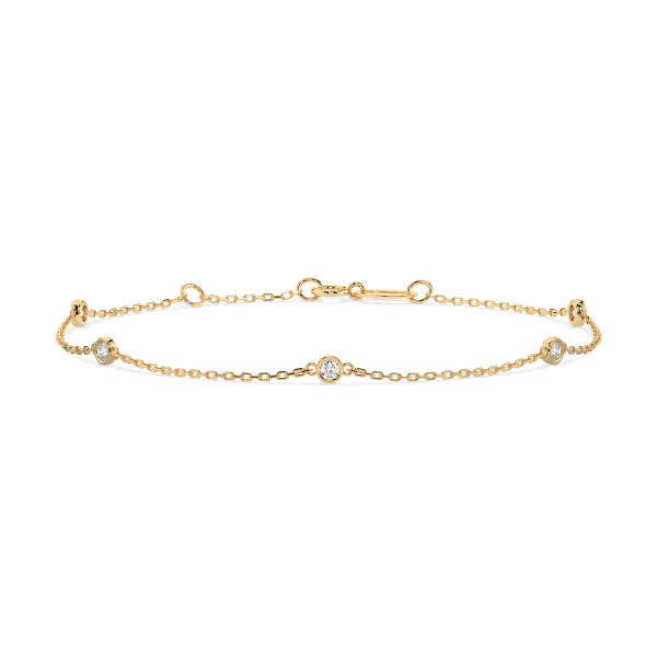 Goldarmband als Ankerkette mit 0,14 Karat Diamanten, Gelbgold 585 / 14 Karat
