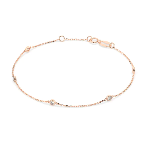 Goldarmband als Ankerkette mit 0,14 Karat Diamanten, Rotgold 585 / 14 Karat