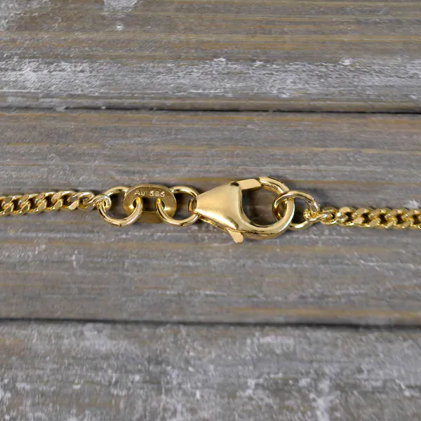 Goldkette als Panzerkette flach in Gelbgold 585 / 14K, 50 cm lang, 1,7 mm breit, Gewicht ca. 5.3 g.