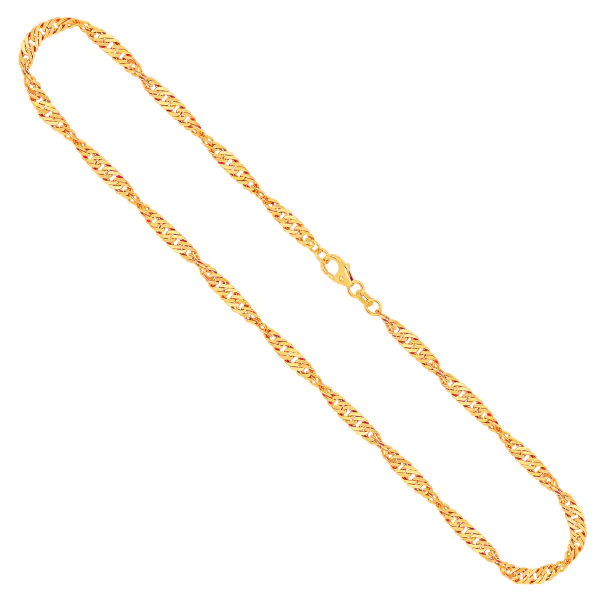 Goldkette als Singapurkette in Gelbgold 333 / 8K, 36 cm lang, 3,4 mm breit, Gewicht ca. 6.2 g.