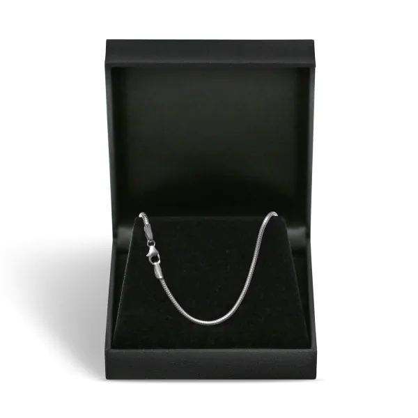 Goldkette als Schlangenkette in Weißgold 585 / 14K, 100 cm lang, 1,9 mm breit, Gewicht ca. 20.6 g.