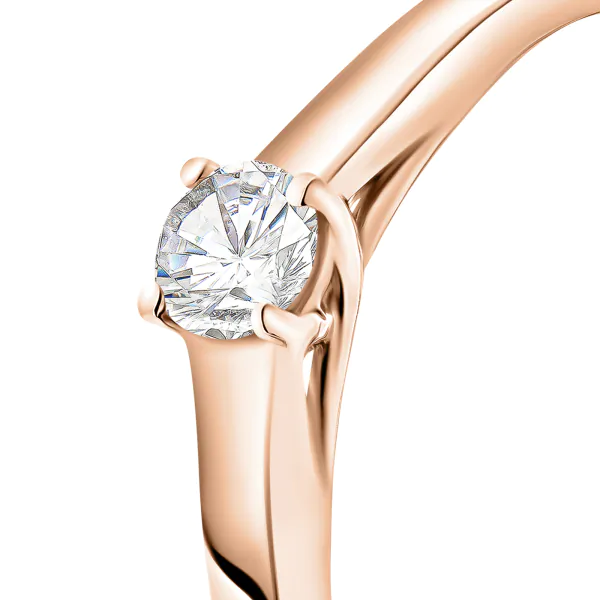 0,20 Karat Diamant Verlobungsring, Rotgold 585 / 14K, Weite 53 mm, Gewicht ca. 2.5 g.