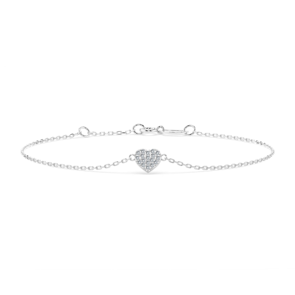 Goldarmband als Ankerkette mit 0,09 Karat Diamanten, Weißgold 585 / 14 Karat, 18 cm lang, Gewicht ca. 0,9 g.