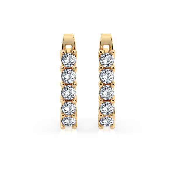 0,6 Karat Diamant Creolen, Gelbgold 585 / 14 Karat, Gewicht ca. 2.2 g.