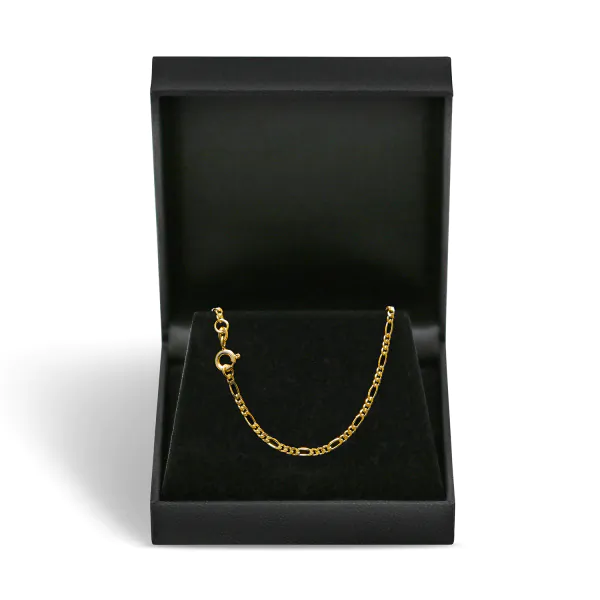 Goldkette als Figarokette diamantiert in Gelbgold 375 / 9K, 60 cm lang, 2,2 mm breit, Gewicht ca. 5.5 g.