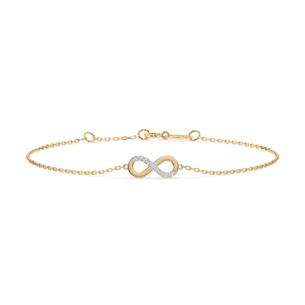 Goldarmband als Ankerkette mit 0,05 Karat Diamanten, Gelbgold 585 / 14 Karat, 18 cm lang, Gewicht ca. 1,0 g.