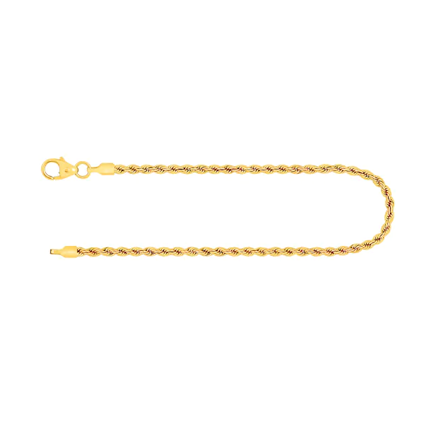 Armband als Kordelkette hohl in Gelbgold 585 / 14K, 18,5 cm lang, 2,1 mm breit, Gewicht ca. 1.4 g.