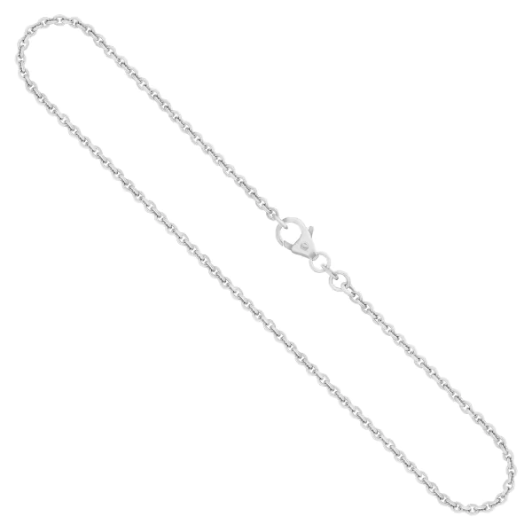 Goldkette als Ankerkette rund Weißgold 585 / 14K, 45 cm lang, 2 mm breit, Gewicht ca. 6.1 g.