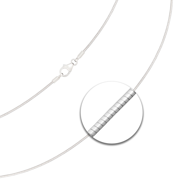 Goldkette als Tondakette in Weißgold 585 / 14K, 45 cm lang, 1 mm breit, Gewicht ca. 4 g.