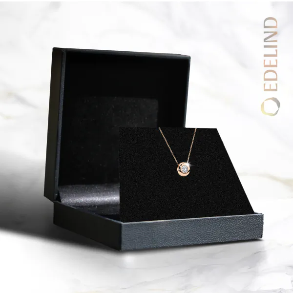 0,15 Karat Diamant Anhänger Rotgold 585 (14K) mit Goldkette für Damen