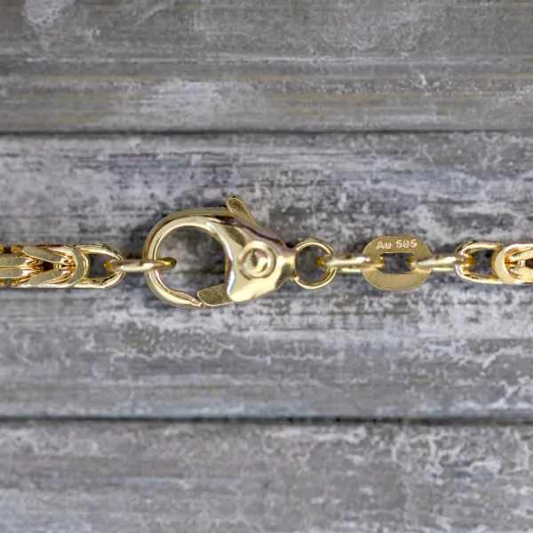 Goldkette als Königskette in Gelbgold 585 / 14K, 60 cm lang, 2,3 mm breit, Gewicht ca. 26 g.