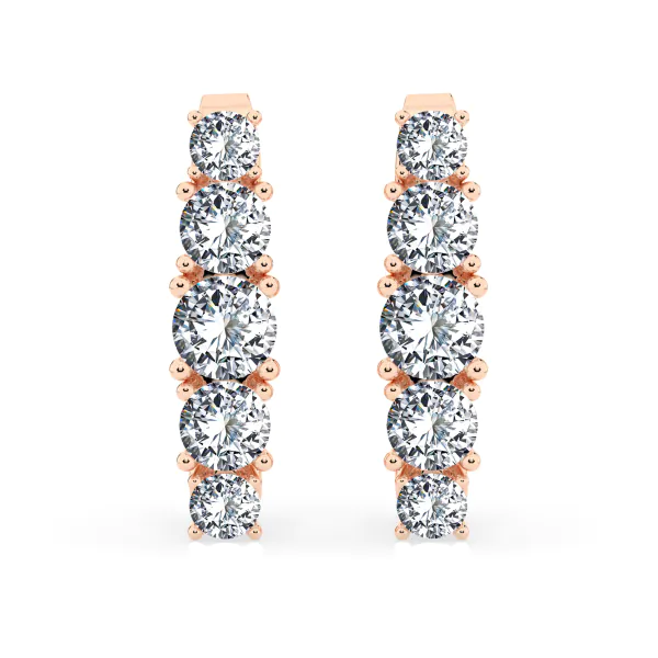 0,85 Karat Diamant Creolen, Rotgold 585 / 14 Karat, Gewicht ca. 2.1 g.