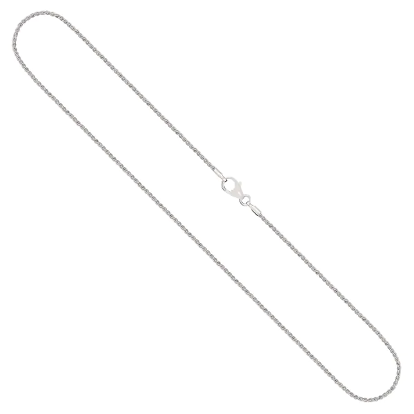 Goldkette als Zopfkette in Weißgold 585 / 14K, 45 cm lang, 1,3 mm breit, Gewicht ca. 3.4 g.