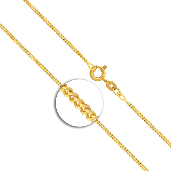 Goldkette als Panzerkette flach in Gelbgold 585 / 14K, 65 cm lang, 1,6 mm breit, Gewicht ca. 5.3 g.
