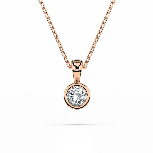 0,1 Karat Diamant Anhänger Zarge Rotgold 585 (14K) mit Goldkette für Damen