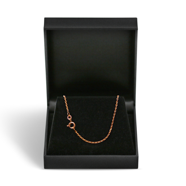 Goldkette als Ankerkette diamantiert in Rotgold 375 / 9K, 38 cm lang, 1,7 mm breit, Gewicht ca. 3 g.
