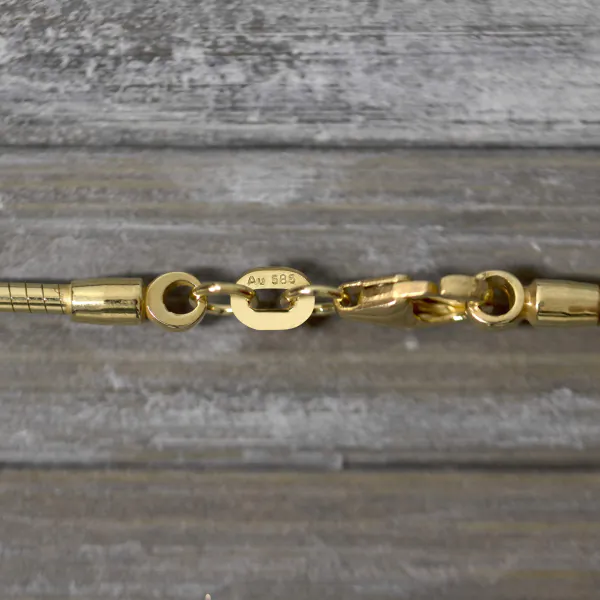 Goldkette als Tondakette in Gelbgold 585 / 14K, 75 cm lang, 1,5 mm breit, Gewicht ca. 16.5 g.