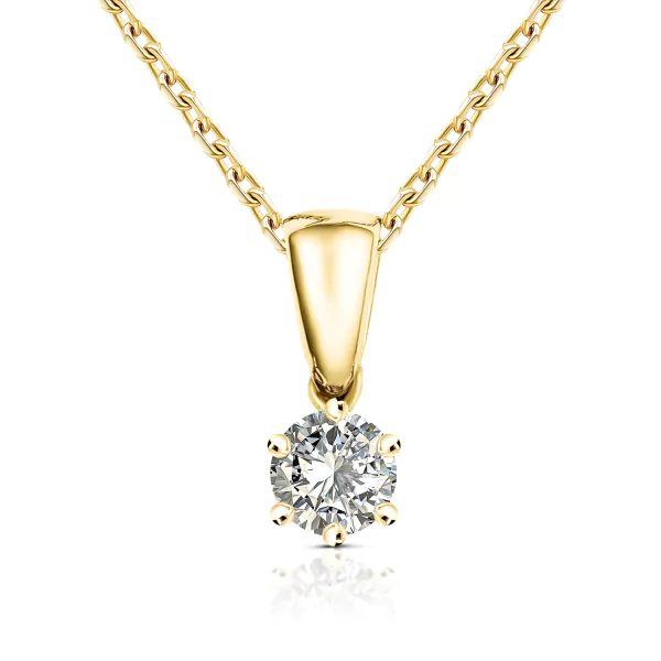 Diamantanhänger in 0,10 Karat, Gelbgold 585 / 14 Karat, mit einer 585ger Goldkette in 42 cm lang, 0,8 mm breit, Gewicht ca. 2,03 g.