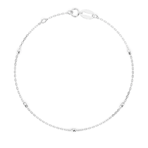 Goldarmband als Ankerkette mit 0,14 Karat Diamanten, Weißgold 585 / 14 Karat