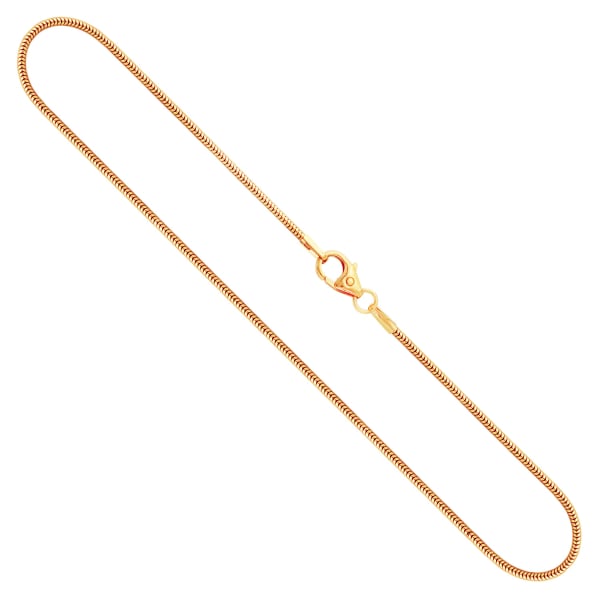 Goldkette als Schlangenkette in Gelbgold 375 / 9 Karat, 65 cm lang, 1.2 mm breit, Gewicht ca. 5.2 g.