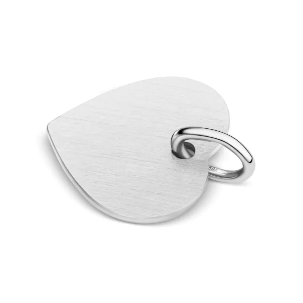 Anhänger Gravurplatte herzform seidenmatt 11 mm, Weißgold 585 / 14K, Höhe 11 mm, Gewicht ca. 0,88 g