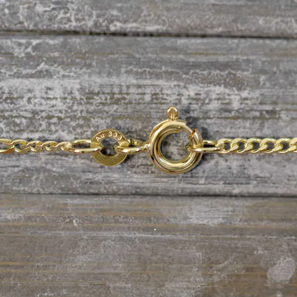 Goldkette als Figarokette diamantiert in Gelbgold 333 / 8K, 45 cm lang, 1,9 mm breit, Gewicht ca. 3 g.
