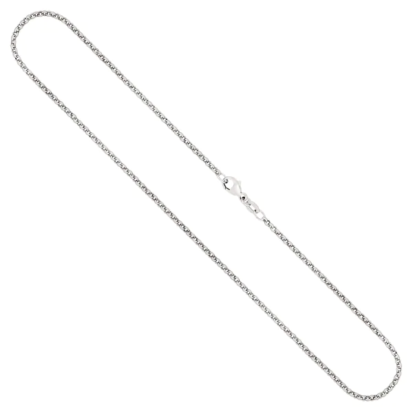 Goldkette als Erbskette in Weißgold 750 / 18K, 36 cm lang, 2 mm breit, Gewicht ca. 5.4 g.
