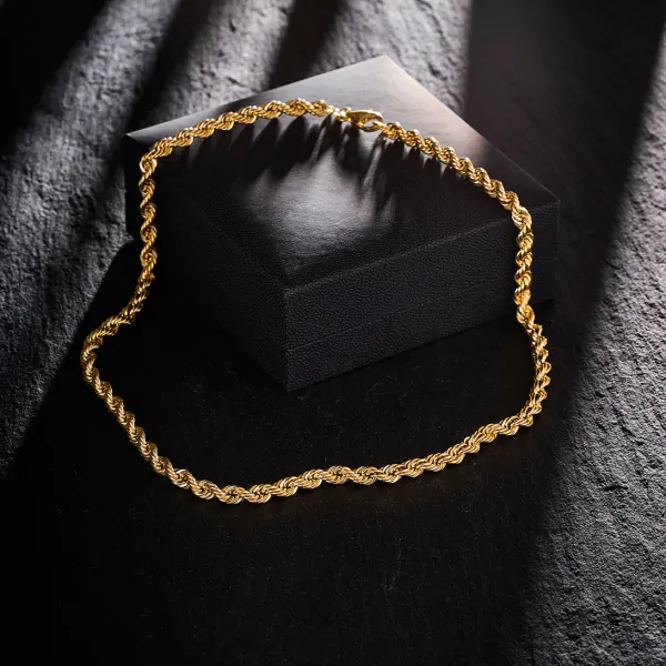 Goldkette als Kordelkette hohl in Gelbgold 585 / 14K, 60 cm lang, 5 mm breit, Gewicht ca. 20.7 g.