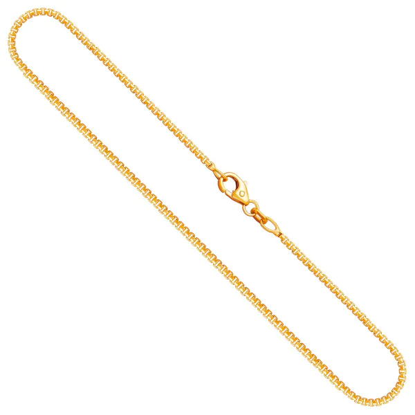 Goldkette als Venezianerkette rund geschlagen in Gelbgold 375 / 9K, 50 cm lang, 1,5 mm breit, Gewicht ca. 6.7 g.