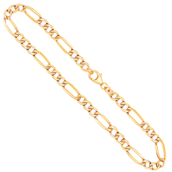Goldkette als Figarokette hohl in Gelbgold 333 / 8K, 50 cm lang, 4 mm breit, Gewicht ca. 6.4 g.