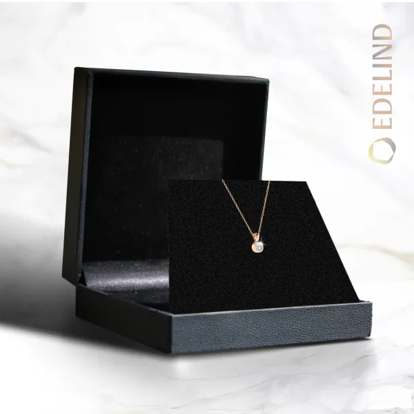 0,1 Karat Diamant Anhänger Zarge Rotgold 585 (14K) mit Goldkette für Damen