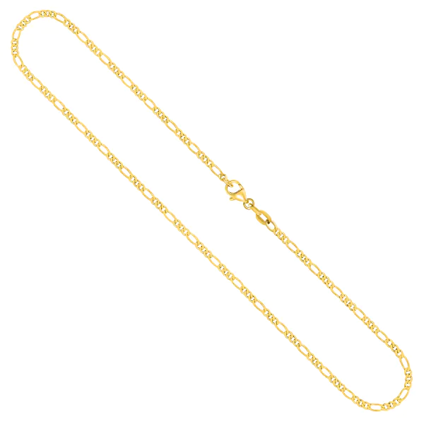 Goldkette als Figarokette diamantiert in Gelbgold 375 / 9K, 85 cm lang, 2,2 mm breit, Gewicht ca. 7.8 g.