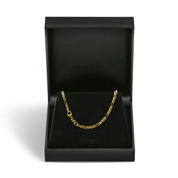Goldkette als Panzerstegkette in Gelbgold 375 / 9 Karat, 50 cm lang, 2.5 mm breit, Gewicht ca. 4.9 g.