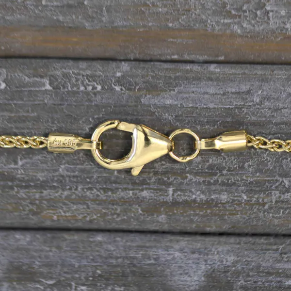 Goldkette als Zopfkette in Gelbgold 585 / 14K, 38 cm lang, 1,3 mm breit, Gewicht ca. 2.5 g.