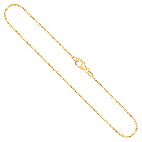 Goldkette als Ankerkette diamantiert in Gelbgold 585 / 14K, 38 cm lang, 1,3 mm breit, Gewicht ca. 2.3 g.