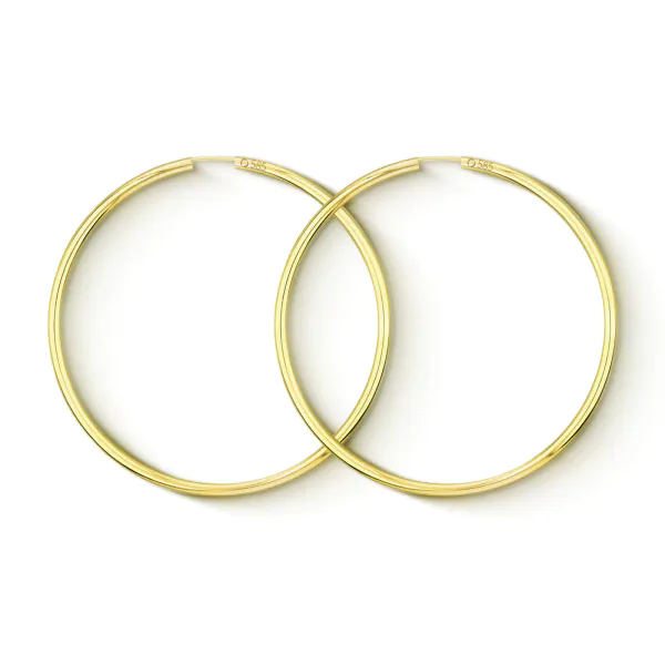 Goldene Creolen, Gelbgold in 2.5 mm mit flexiblem Verschuss