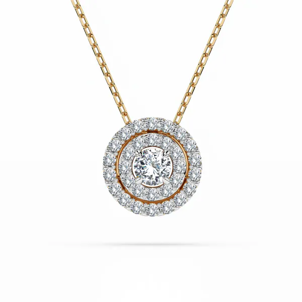 0,24 Karat Diamant Anhänger Gelbgold 585 (14K) mit Goldkette für Damen