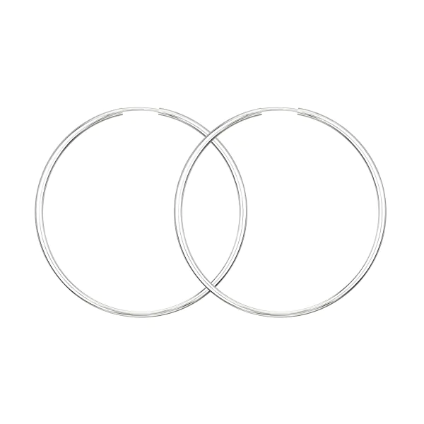 Ohrringe, Creolen, Weißgold 750 / 18K, Außendurchmesser 50 mm, Breite 2 mm, Gewicht ca. 2.3 g